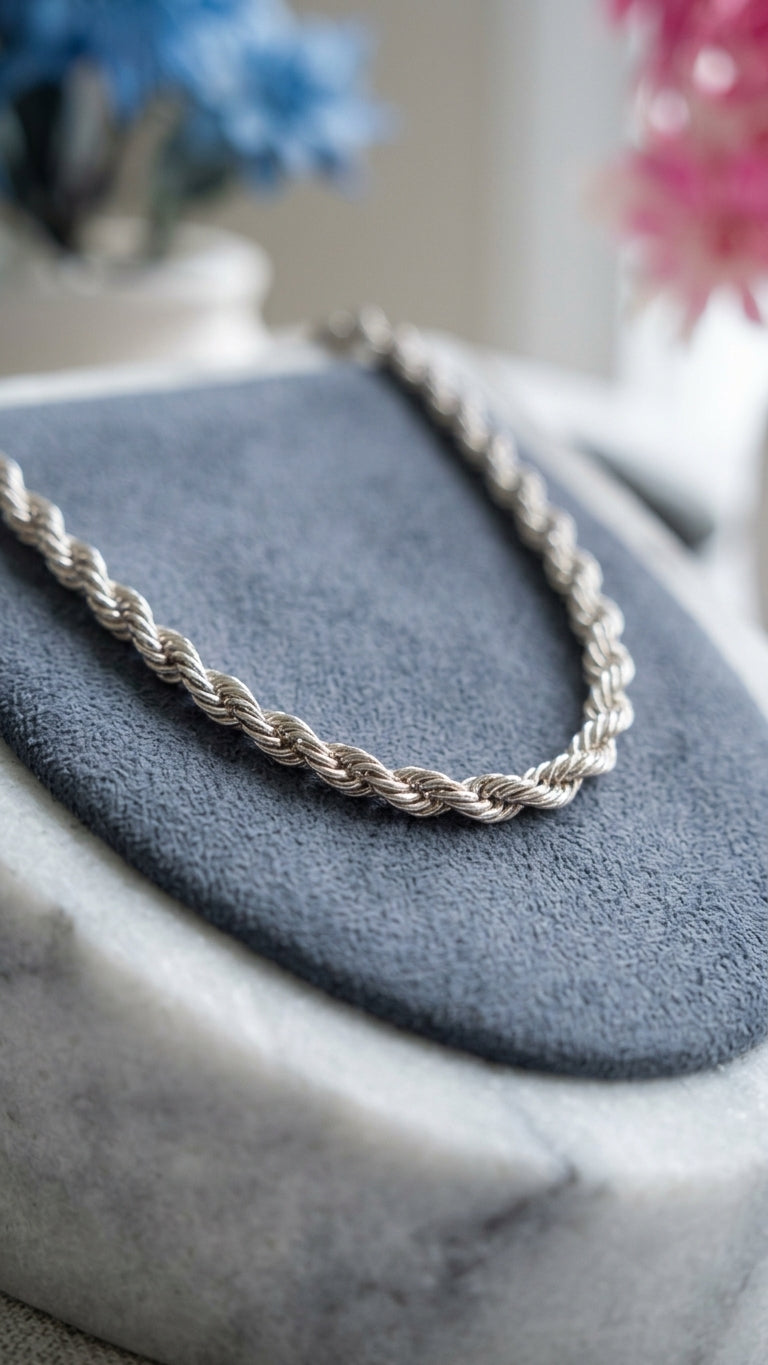 Stainless Steel Silver Rope Chain Bracelet