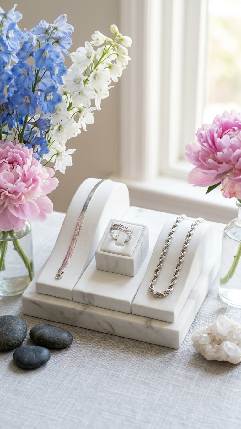 COMBO DEAL|Essential Sterling Silver Collection: Snake & Rope Chains with Lattice Diamond Ring